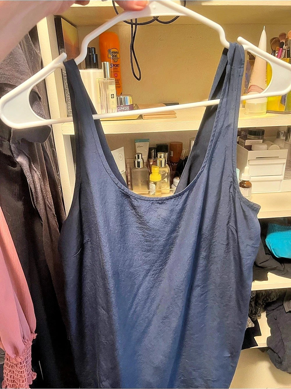Madewell Lookout Bow Back Silk Tank Blue Camisole Medium